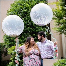 Decoración de fiesta Decoración de fiesta Globo de confeti de 18 pulgadas Bola transparente de látex para boda Compromiso Baby Shower Bi Homeindustry Dhhoe