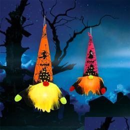 Décoration de fête Décoration de fête 1Pc Halloween Gnome Elf Décorations Led Lumineux Maison Ornements Glowing Enfants Facel Homeindustry Dhvmw