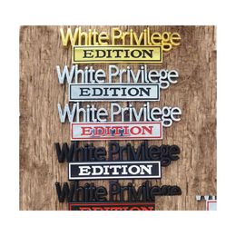 Décoration De Fête Décoration De Fête 1Pc Blanc Édition Privilège Autocollant De Voiture Pour Camion 3D Badge Emblème Decal Accessoires 10.8X3.3Cms Dr Dhrl1