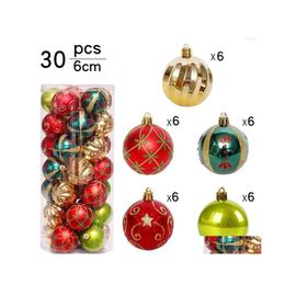 Party Decoratie Party Decoratie 6 cm Kerstballen Kerstmis Decor Kleur Geschilderd ge￫lektroplateerde Plastic Ballet Boom Decoratieve Pendan Dhezm