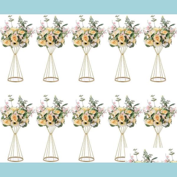 Décoration De Fête Décoration De Fête 70Cm / 50Cm Vases À Fleurs Or / Blanc Stands Métal Route Plomb Mariage Pièce Maîtresse Fleurs Homeindustry Dh9Ni