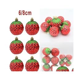 Décoration de fête Décoration de fête Boule d'arbre de Noël Ornements Galvanoplastie Peint Stberry Candy Pendentif Enfant Cadeau 2023 Année Drop Dhzq5