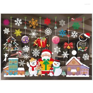 Feestdecoratie Feestdecoratie Kerst Raampasta Kleur Boom Kerstman Cadeau Patroon Sticker Witte Sneeuwvlok Muur Jaar Drop De Dh2Vj