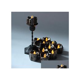 Décoration de fête Décoration de fête Halloween Bougies sans flamme noires Flash LED alimenté par batterie Lumière Drop Livraison Maison Jardin Festiv DH97J