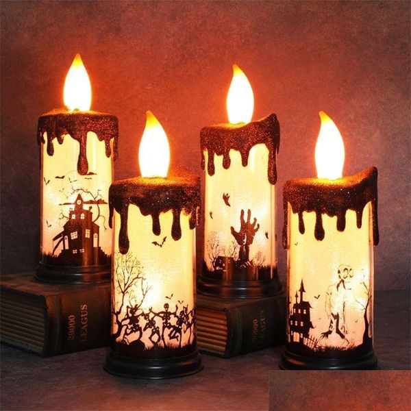 Décoration de fête Décoration de fête Halloween Candle Light Props Horror Led Electronic Castle Skeleton Ghost Hand Dress Up 220 Bdesybag Dhd94