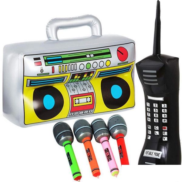 D￩coration de f￪te d￩coration de ballons en aluminium gonflable Microphones Boom Box Radio pour fournitures th￩matiques Rappers Hip Hop Bboy Dhayz