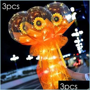 Party Decoration Party Decoration leidde Luminous Ballon Sunflower Bouquet Diy Innovative Product Gift voor bruiloft Christm HomeIndustry DHY37