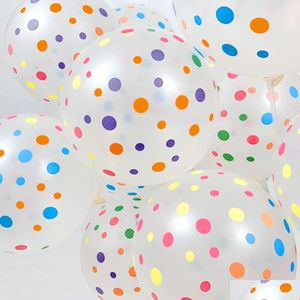 Décoration de fête Décoration de fête Ballons à pois Colorf 12 pouces Latex transparent arc-en-ciel avec points Mticolor pour enfants femmes hommes Birthda Dhivx