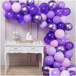 Feestdecoratie Feestdecoratie Paarse ballonnen Garland Arch Kit Latex Ballon Globos Bruiloft Verjaardag Decoraties Babyshower Suppl Dhzxn