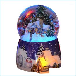 Party Decoratie Party Decoratie Resin Music Box Crystal Ball Snow Globe Glass Home Desktop Decor Valentijnsdag Gift Lights Sequins DHV67