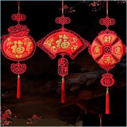 Décoration de fête Décoration de fête Année Pendentif Noeud Chinois En Forme D'éventail Chine Maison Ornements Et Décorations Drop Delivery 2022 Garde Dhfxr