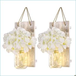 Party Decoration PartyKindom 2pcs Vintage Patio Hanglights Home Decor Sconces Hyangea Floral Decorative Wall Drop levering 2021 DH1AP