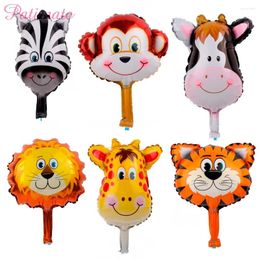 Party Decoration Ratime 6pcs / lot Animal Head Foil Ballouss Lion singe hélium ballon safari animaux enfants toys pour bébé déco