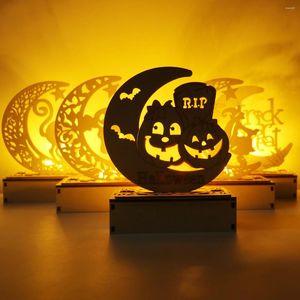 Décoration de fête Patmate Halloween Pumpkin LED Night Light Decorations Lampe for Home Decor 2024 Ornement des lumières en bois