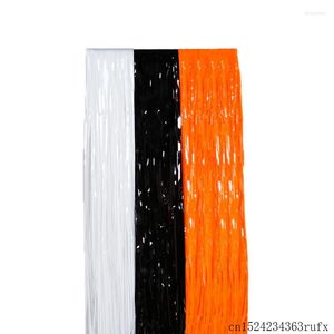 Décoration de fête Pcs Plastique Shimmer Tinsel Rideau Toile de Fond Porte Anniversaire Halloween Décor Noir Blanc OrangeParty