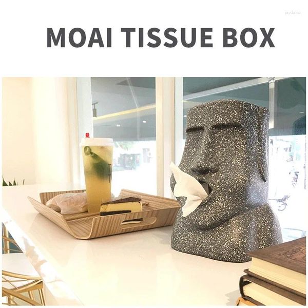 Décoration de fête personnalisée 3d moai en pierre portrait tissu tissu dessin face coussin en papier tube