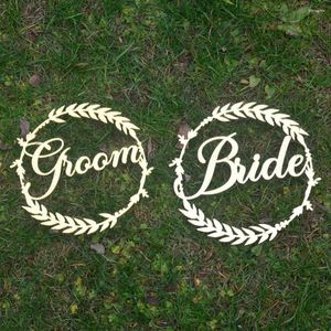 Party Decoratie Gepersonaliseerde Bruid Bruidegom Bruiloft Opknoping Teken Custom Goud Zilver Spiegel Stoel Borden Voor Deco Po Props 2 stks