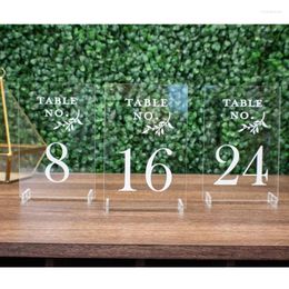 Party Decoratie Gepersonaliseerd Duidelijke Acryl -trouwtafel Nummers met houders kalligrafie Signage rustieke houtnummer Stand