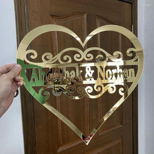 Décoration de fête Personnalisé Couples Noms Valentine Guirlande Porte Cintre Nom Personnalisé Date Cadeau De Mariage Coeur Amour Signe Tenture Murale Décor