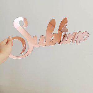 Party Decoratie Pesonalized Acryl Mirror Wall Design Naam Sign Wood Custom Baby Wedding Birthday Shower Shop