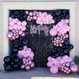 Décoration de fête ballons roses guirlande arc Kit 151 pièces métallique noir mariage anniversaire Halloween année fond décor