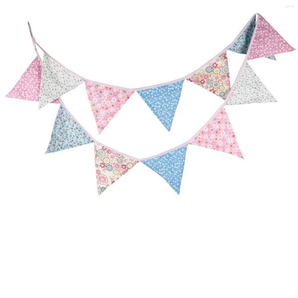 Décoration de fête rose bleu pastorale coton chaîne drapeau jardin décorer Triangle couleur mariage maternelle tirer naissance