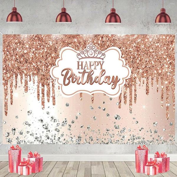 Decoración de fiesta Pink Flash Fondo de feliz cumpleaños Banner Pography Studio Po Wallpaper Props Girl Heart Atmosphere