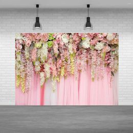 Feestdecoratie roze bloem muur po achtergrond bruiloft bruids douche pography achtergrond decor baby portret studio