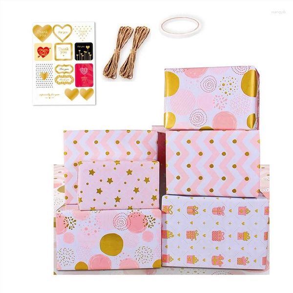 Décoration de fête en or rose, papier d'emballage cadeau d'anniversaire pour filles, feuilles pliées pour mariage, saint-valentin, toutes occasions