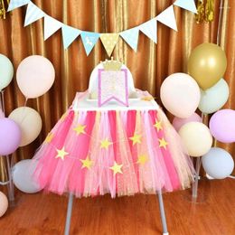 Décoration de fête Pink / Light Yellow High Chair tutu jupe pour les bébés filles et garçons Birthday Pinter Tulle Shower Supplies