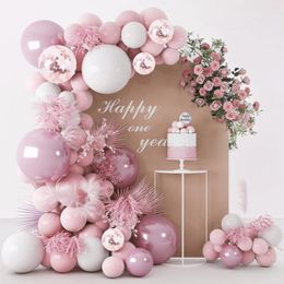 Decoración de fiesta Pink Macaron Globos Garland Arch Kit Decoración de cumpleaños Niños Suministros de boda Baby Shower Globo de látex
