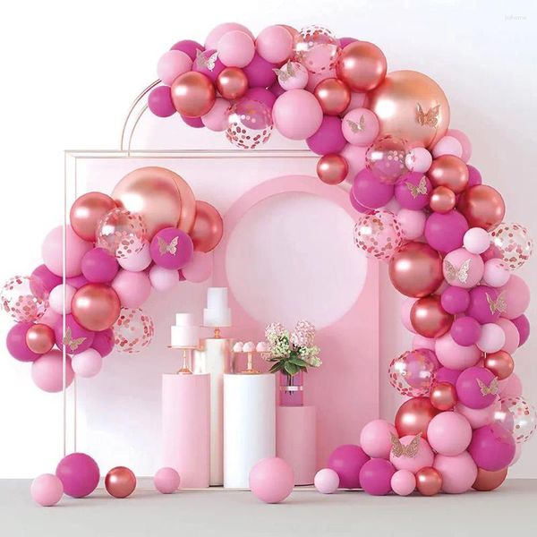 Decoración de fiesta Pink Macaron Balloons Garland Arch Kit Decoración de cumpleaños Suministros de bodas Baby Shower Látex Balón