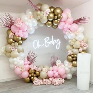 Decoración de fiesta, globos de macarrones rosas, arco de guirnalda, decoración de feliz cumpleaños, suministros de boda para niños y niñas, globo de látex para Baby Shower