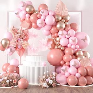 Décoration de fête rose rose rose papillon ballon garland arc kit anniversaire décor anniversaire girl girl usine fournit baby shower