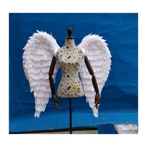 Décoration de fête Rose Blanc Noir Rouge Grandes Ailes D'ange Plume Diy Série Performance Tir Cosplay Props Ems Drop Delivery Accueil Dh2Oi