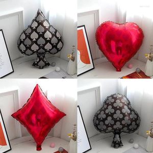 Party Decoration Poker Casino Ballons 1pc Black Red Heart Shape Aluminium Foil Casinotheme Helium for Supplies Adult Deco