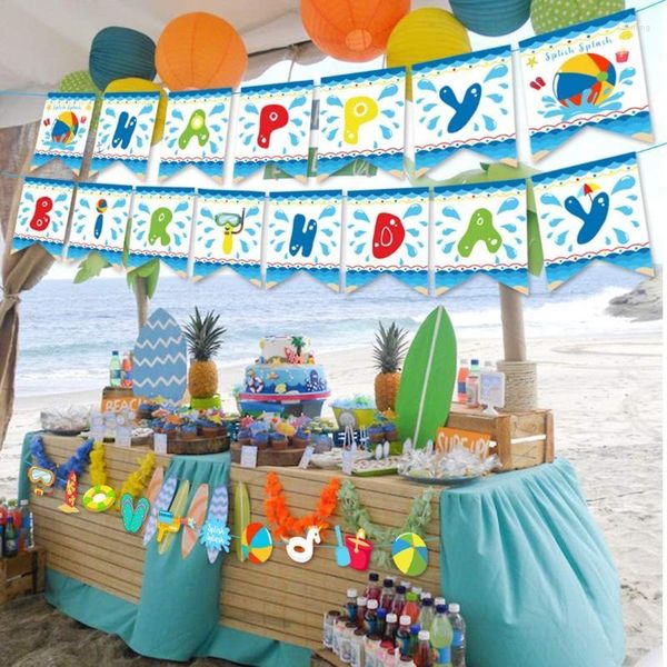 Fête décoration piscine thème coloré joyeux anniversaire bannière natation motif enfants adultes fournitures fête