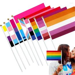 Décoration de fête Drapeaux de fierté Ensemble 9pcs Main agitant pour la communauté LGBTQ LGBT Bisexuel Transgenre Pangender Gay Lesbienne Queer