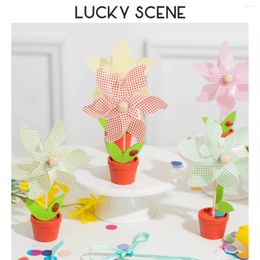 Feestdecoratie bedrukte kleurrijke speelgoed bloempots kleine windmolens decoratieve ornamenten pinwheel s01861