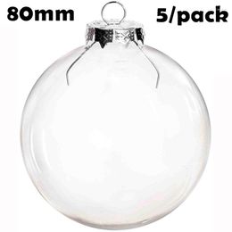 Promoción de decoración de fiesta - 5/paquete DIY adorno de Navidad pintable 80 mm bola de esfera de vidrio transparente