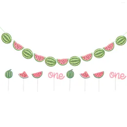 Decoración de fiestas Pull Flags Cupcake Watermelon seleccione el papel temático de la fruta de verano para el banner de niños de cumpleaños