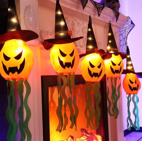 Décoration de fête citrouille LED Halloween lumière clignotante gypsophile fantôme Festival habiller chapeau lumineux lampe décor lanterne suspendue
