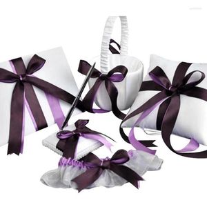 Party Decoration Purple 5PCS / Set (Livre d'amis Flower Basket Herder Ring Garter) HABINEMADE SATIN SATIN RIBONSOINE DÉCOR DÉCOR DE RIBBON