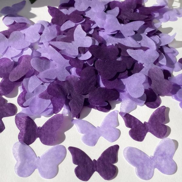 Décoration de fête Confettis papillon violet biodégradable papillons de raisin lilas décor de mariage à la main élégant confettis volants