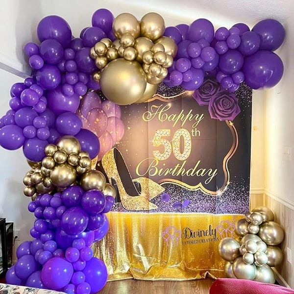 Decoración de fiestas Globos de oro morado Garland Pastel Arch Kit Boda de bodas Cumpleaños Graduación Baby Shower