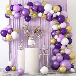 Decoración de fiesta Púrpura Oro Blanco Confeti Metal Látex Globos Halloween Cumpleaños Boda Decoraciones Baby Shower Globos Día de Acción de Gracias