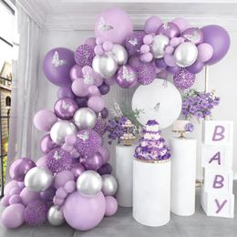 Party Decoration Purple Sliver Balon Garland Arch Kit Ballons d'anniversaire Balloons Kid