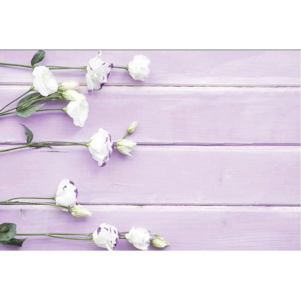 Décoration de fête Planche de bois violette Toile de fond Blanc Rose Fond Anniversaire Mariage Vacances Baby Shower Décor Po Booth Studio Props
