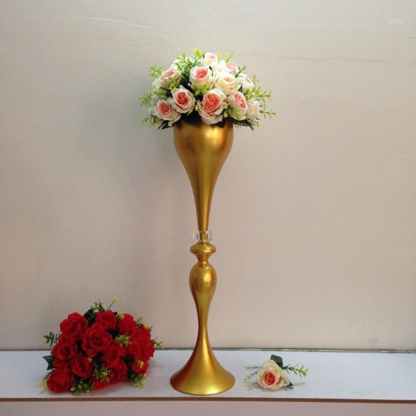 Party Decoration Quality Gold PEINT PEWT TRIMBETH Vase pour les centres de centres de mariage / mariage