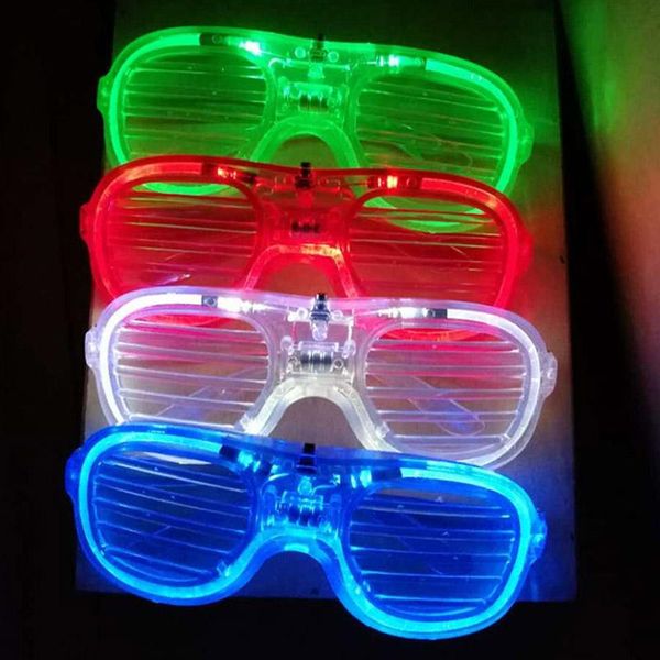 Decoración de fiesta QuevinalFlashing LED Light Glasses para cumpleaños Funny Tricky Fluorescent Luminous Rave Costume DJ Bright